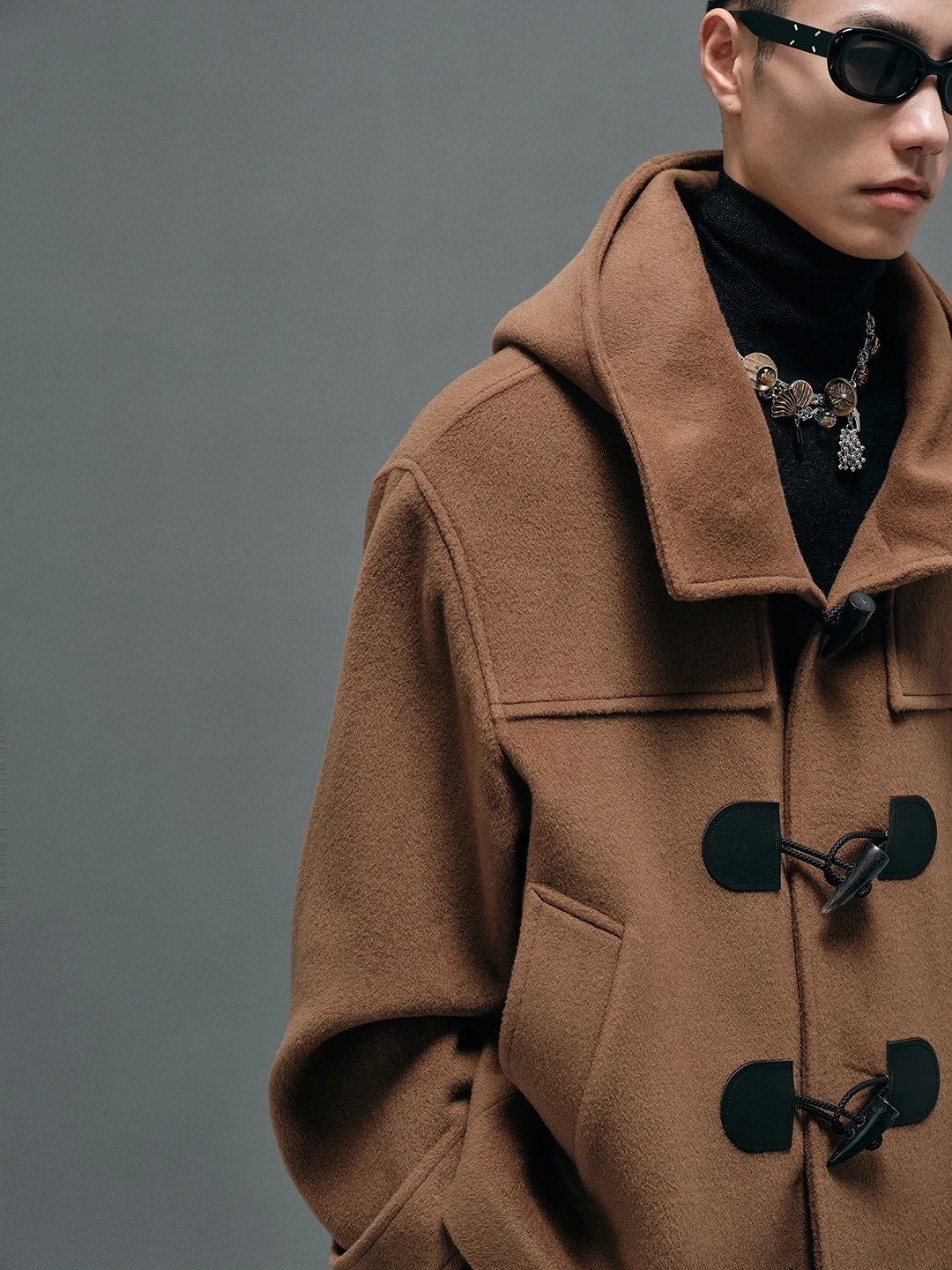 NANS STUDIO – Open Collar Hood Wool Duffle Coat - HSKT