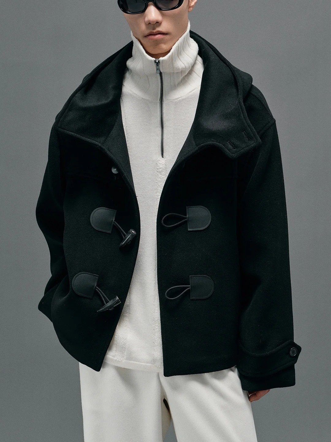 NANS STUDIO – Open Collar Hood Wool Duffle Coat - HSKT